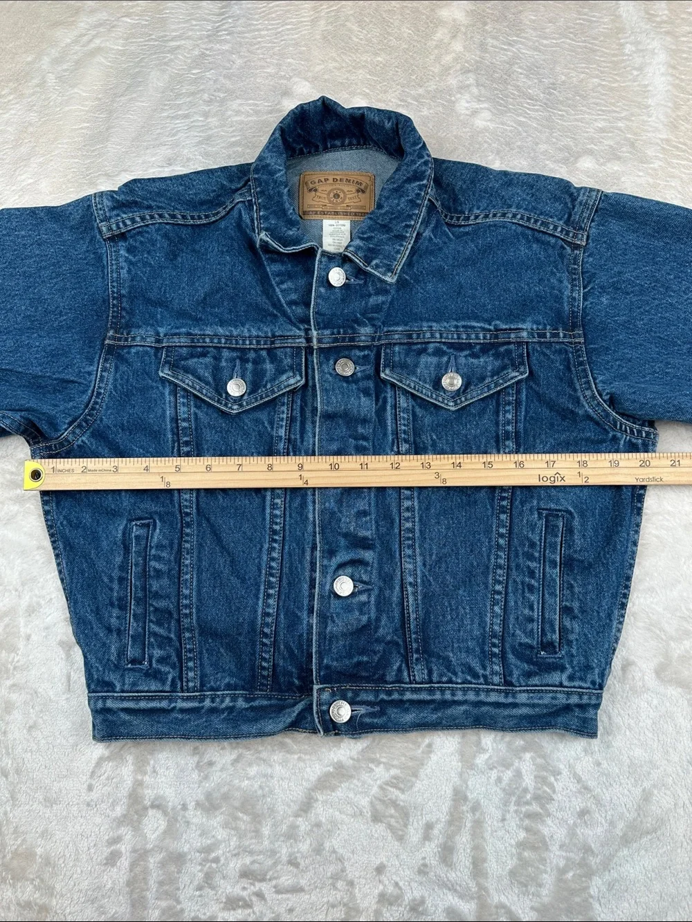 Vintage GAP Denim Jacket Youth Large L/G Blue Trucker Jean Coat 100% Cotton